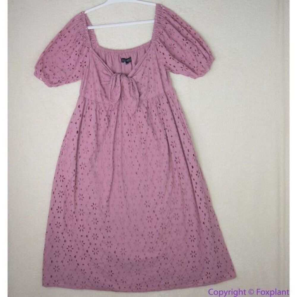 Eloquii Eyelet Tie Front Maxi Dress, 18 - Picture 3 of 16